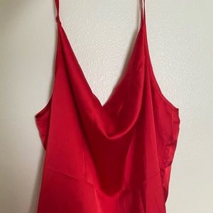 Red Cowl Neck Top